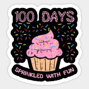 100 Days Sprinkled With Fun Cupcake 100Th Day Of School Girl Sticker